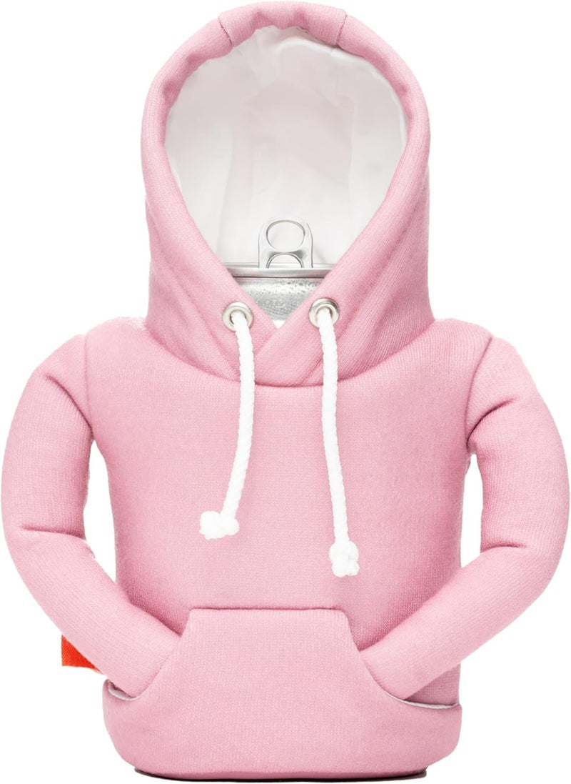 PUFFIN - The Hoodie Sweatshirt - Insulated 12 oz Can Cooler I Beer Bottle & Soda Can Insulator, Keep Drinks and Beverages Cold - Dusty Rose/Sandy White - Image 1